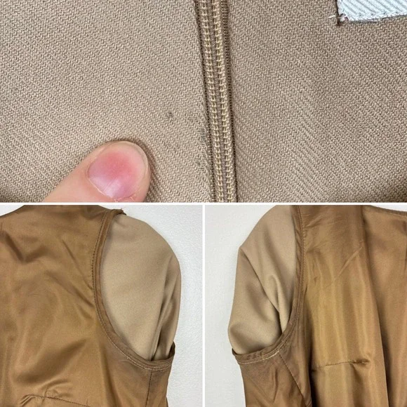 Boden Tan Wool Dress Black Tipped Size 6L Camel Striping Midi Classic Old Money - Picture 17 of 17